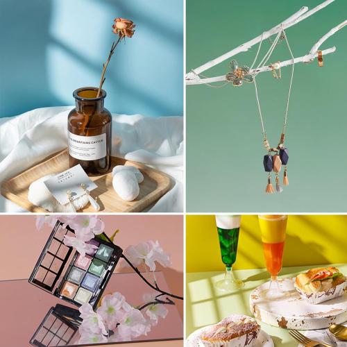 15PCS Content Creator Backdrop Photography Studio Photo Backdrops Board Kit: Portable Small Product Background Table Top Kit - Flat Lay Props for Jewelry Cosmetic Makeup 16 * 16IN Multi-Function