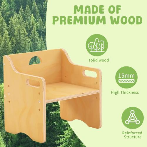 MallBest Montessori Toddler Table and Chair Set-Adjustable seat Height Wooden Toddler Table，Kids Activity Step Stools，Kids Funiture for Eating Drawing Reading