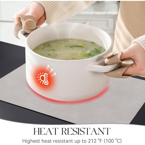 MOSAYT Vinyl Placemats Set of 8-12 X 17 Inch - Faux Leather 100% Waterproof Oil-Proof Wipeable PU Place Mats, Heat Resistant Reversible Table Mats for Kitchen, Dining, Outdoor (Light Grey)