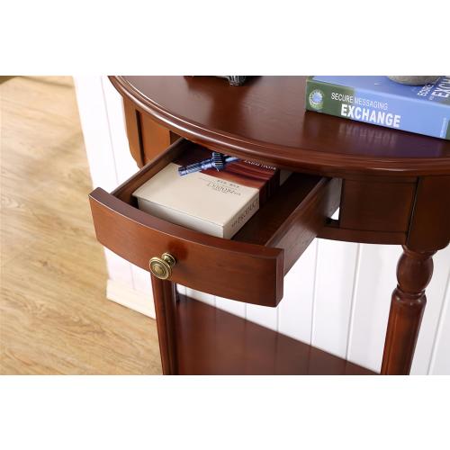 Solid Wood Console Table with Drawer, Semi-Circle Entryway Storage Shelf, Half-Moon Porch Table Side Elegant Vintage Sofa for Living Room (Walnut-Colored (23.6 L x 11.8 W x 31.5 H))