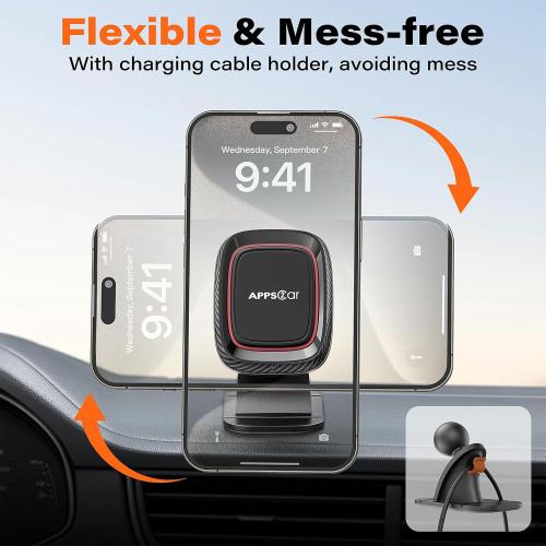 [2 Pack] Magnetic Phone Holder for Car, APPS2Car Dashboard Magnetic Car Phone Holder Mount with Strong VHB Adhesive Mounting, Requires Metal Plate for Use, Compatible with Most Phones(Not for Magsafe)