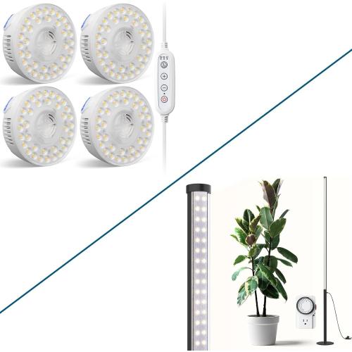 Barrina T10 Pro Standing Grow Light with Timer & Orbgrow OG09 Puck Grow Light, 5000K 36W(4 x 9W, 540 Watt Equiv)