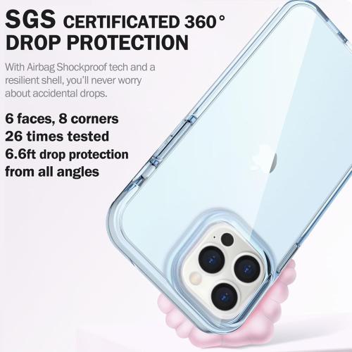 ArtsEvo Designed for iPhone 15 Pro Max Case, 6.6ft Drop Protection, Full Body Screen Camera Protective Phone Case,Light Blue