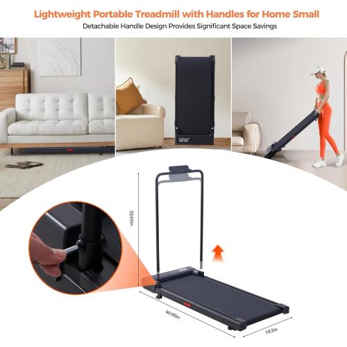 Walking Pad Treadmill with Handle Bar, 2026 Upgrade Portable Treadmills for Home Small with Handles, 3.0HP Walking Pad for Small Spaces, 0.6-7.6MPH Speed, 350LB