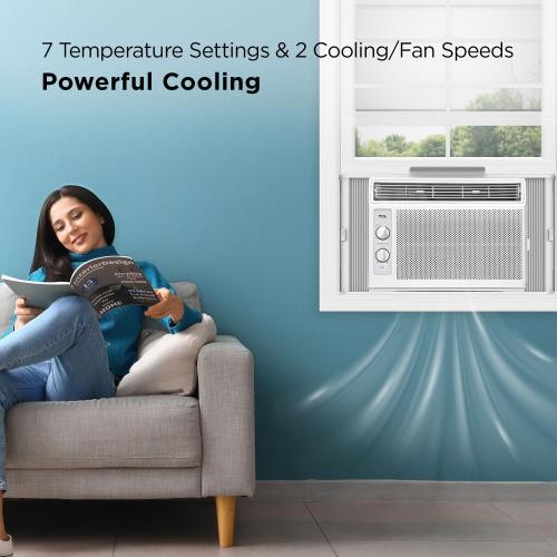 TCL 5,000 BTU Window Air Conditioner, 150 Sq. Ft., Easy-to-Use, Reusable Filter, Compact Design - H5W33M