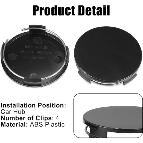 X AUTOHAUX 4 Pcs Universal 65mm OD 63mm ID 4 Clips Wheel Tyre Center Hub Caps Cover Black for Auto Vehicle