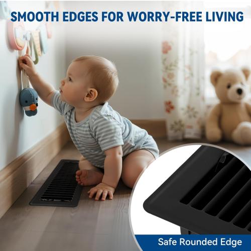 4 x 12 Floor Register Vent Covers 4-Pack, Black