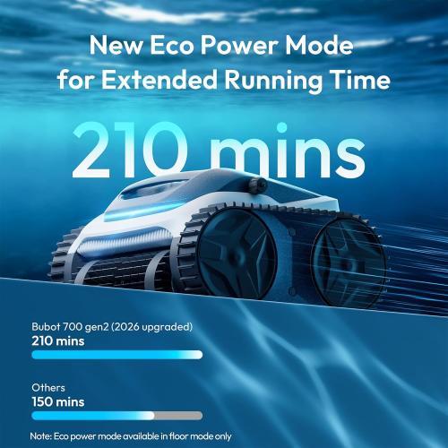 (2026 New) Bubot 700 Pool Vacuum for Inground Pools, Cordless Robotic Pool Cleaner for Above Ground Pools with 210-Min Runtime, Triple Motors, APP Control, Floor/Wall/Waterline Cleaning, Dark Grey