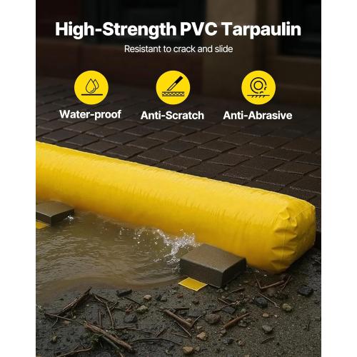 Flood Barrier, Flood Bags, Sandbag Alternative, Water Barrier for Flooding with Great Waterproof Effect, Reusable PVC Water Diversion Tubes, Lightweight Flood Barriers for Home, Door, Garage