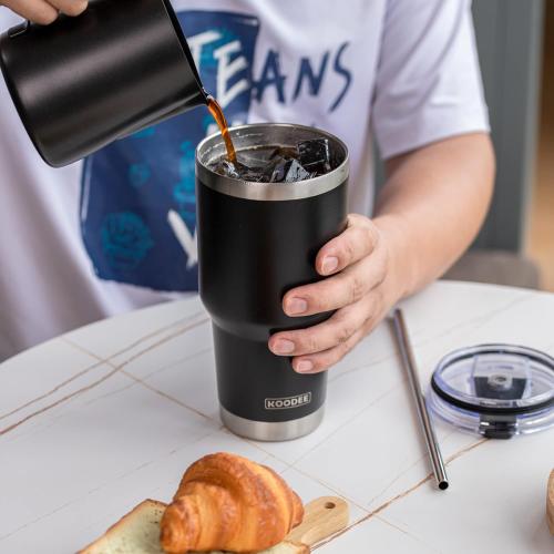 Color Baby Blue and Sky Blue koodee 30 oz Tumbler Cup with Straw-2 Pack Stainless Steel Vacuum Insulated Coffee Tumbler for Women, Travel Ice Coffee Mug with Lids (Baby Blue and Sky Blue)