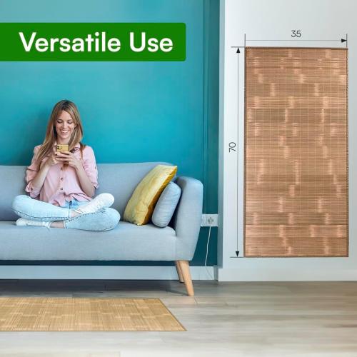 70 x 35 inch Natural Bamboo Area & Kitchen Rug | Bath & Shower Mat | Indoor Runner Mat | Anti-Slip and Roll-Up (Carbonized, 70 x 35 inch)