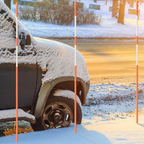 Fiberglass Snow Stakes, 5.5   5.5 Reflective Stickers, Driveway Markers, Garden Stakes Poles, Traffic Post Cones for Snow Plowing Driveways, Car Parking, Sidewalks