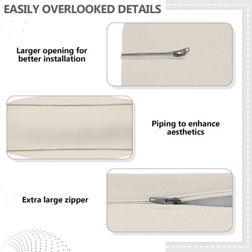 14 Piece Outdoor Patio Waterproof Cushion Covers, Fits 6-Seat Wicker Rattan Sectional Couch Chair Furniture Cover Replacement Set - Fade-Resistant Patio Cushion Covers with Zipper