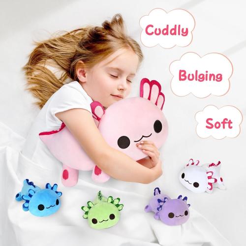 KMUYSL Axolotl Plush Toys for Ages 0 1 2 3 4 5 6 7 8  Year Old Boys Girls- Axolotl Mommy Stuffed Animal with 4 Baby Axolotls in Her Tummy, Christmas Birthday Gifts for Baby, Toddler, Kids