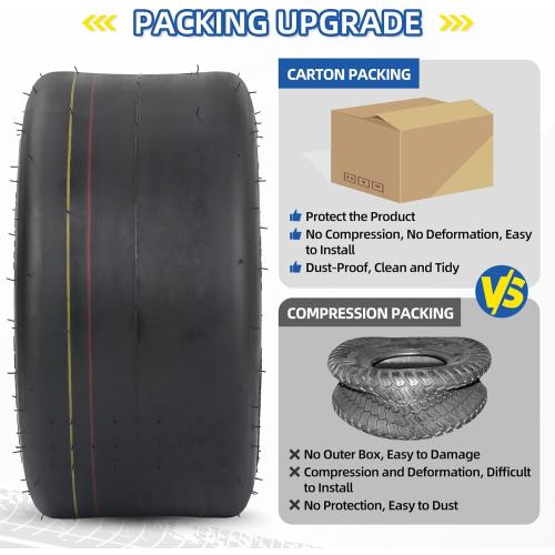 11x6.00-5 Tubeless Zero Turn Mower Tires, Riding Lawnmower Smooth Tread, 4 Ply