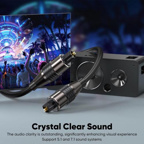 FEMORO Fiber Audio Optical Cable 10 Ft Long, Toslink S/PDIF Optic Cord Replacement from Digital TV to Soundbar