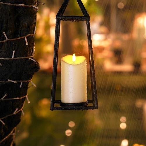 Homemory 6x3 Outdoor Waterproof Flameless Candles, LED Candles, Battery Operated Candles with Remote and Timers, Electric Fake Plastic Pillar Candles, Ivory White, Set of 2