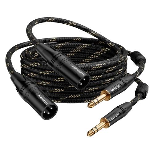 XLR to 1/4 inch(6.35mm) 25ft 2packs, XLR Male to 1/4 Male, TRS to XLR Cable, Quarter Inch Microphone Cable Nylon Braided
