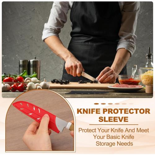 PATIKIL ABS Safety Knife Cover Sleeves for 8 Chef Knife, Universal Chopping Edge Guard Blade Protector Sheath for Kitchen Bar, Red, 19.7cm L, Pack of 2