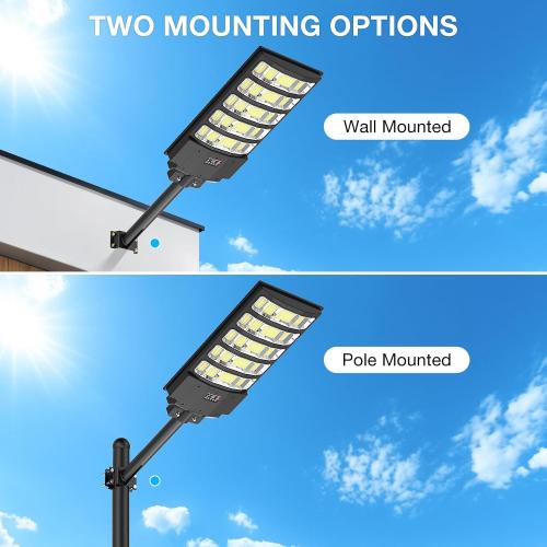 Solar Street Light Outdoor Waterproof,8000W Solar Powered Parking Lot Lights Large Street Light Dusk to Dawn with Motion Sensor, LED Flood Light Wide Angle Lamp for Patio and Parkling Lot-1Pack