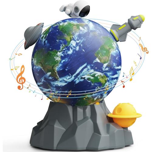 Magnetic Musical Rotating Ball,Space Toys for Kids 3 4 5 6 7 8 9 10 Year Old Boys Girls Sensory Toys for Toddlers Birthday Gifts Educational STEM Toy Playset with Astronauts Rocket Spacecraft Planet