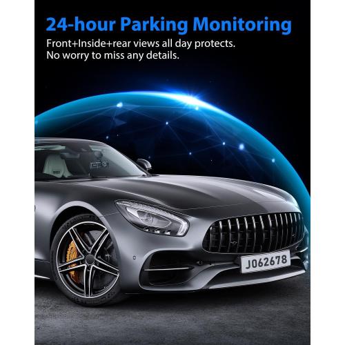 Dash Cam Front and Rear, 1080P Dash Camera for Cars, 3 Channel Car Camera Front Rear and Inside with 32GB Card, Loop Recording, Night Vision, HDR, 24Hr Parking, G-Sensor