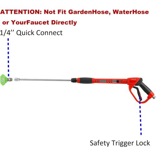 Tool Daily Deluxe Pressure Washer Gun, with Replacement Wand Extension, 5 Nozzle Tips, M22 Fitting, 40 Inch, 5000 PSI