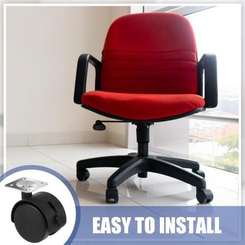 Barydat  Plastic Furniture Wheels with Brake Swivel Replacement Wheels Small Nylon Plastic Casters for Rolling Cart Table Chair Cabinet, Black (Flat Style)