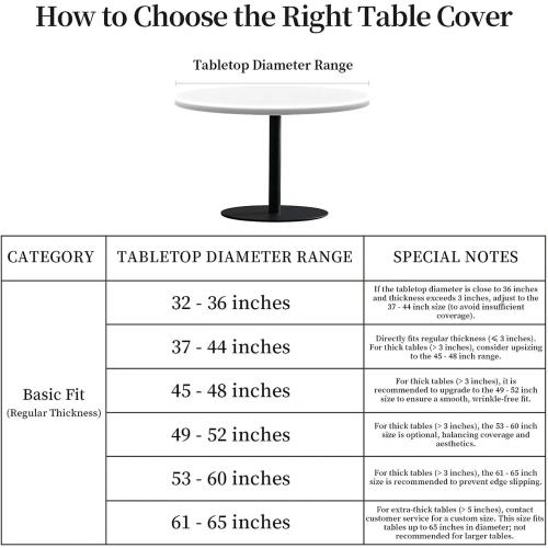 Round Fitted Tablecloth with Elastic Edge Design Table Cover Waterproof Stain-Resistant Wipeable Table Cloth Best for 45-48 Round Tables for Outdoor/Indoor Black Marble