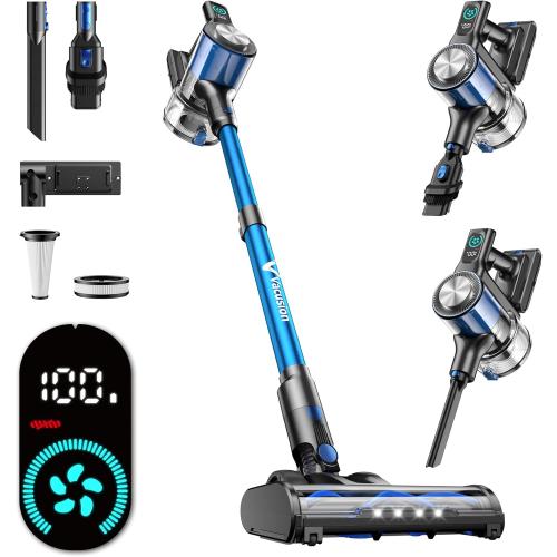 Vacation Cordless Vacuum Cleaner, 8-in-1 Cordless Stick Vacuum Cleaner with 3 Suction Modes, Up to 45mins Runtime, Rechargeable, Self-Standing, Wireless Vacuum Cleaners for Home Pet Hair Carpet Car Hard Floor