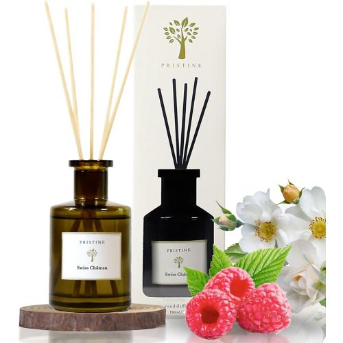 PRISTINE Swiss Château/Inspired by Hilton Reed Diffuser - Home & Bathroom | Fresh Cut Rose, Tangerine, Cedarwood Oil Reed Diffuser Set | Oil & Reed Diffuser Sticks, Home & Office Decor, Fragrance Gift