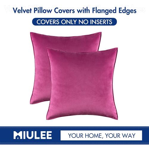 MIULEE Hot Pink Velvet Throw Pillow Covers 16x16 Soft Decorative Solid Square Cushion Cases Pack of 2 Modern Luxury Home Decor for Couch, Sofa, Bedroom
