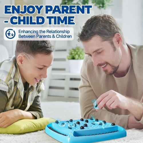 Magnet Game, Magnetic Games Chess, Board Games for Kids 6-8-12, Magnet Chess Kid Games, Family Board Games for Kid and Adults, Magnetic Game with 40 Pieces, Fun Birthday Gifts for Kids (Blue)