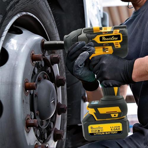 Rhovixster 1/2 Impact Gun, Cordless Impact Wrench Set, 1/2 Torque Impact, Brushless Motor High Torque Impact Guns with 2pcs 4Ah Battery & 1pcs Charger, 850N.M Torque
