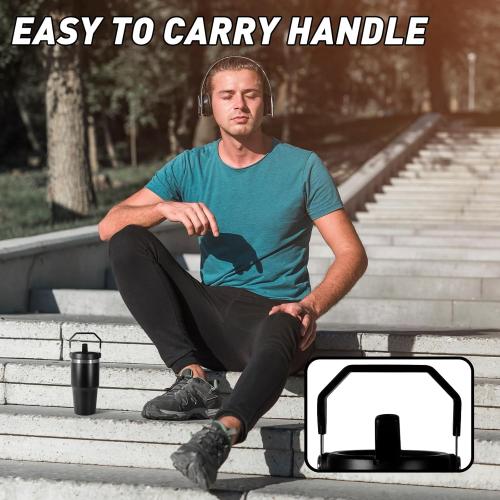 20 oz Tumbler with Handle, Insulated Tumbler with Lid and Flip Straw Leak Proof Double Wall Stainless Steel Vacuum Travel Coffee Mug Insulated Water Bottle Thermal Cup, Cupholder Friendly, Black