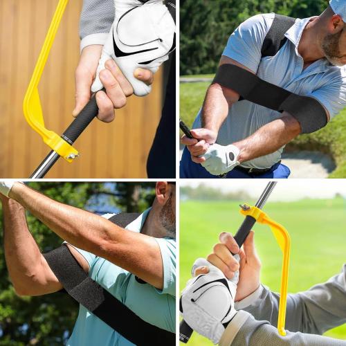 Amy Sport Golf Swing Training Aid Wrist Hinge Adjustable Arm Band with Hanger Smartball Connection Band for Correction, Men Women Ball Between Arms Practice Tool