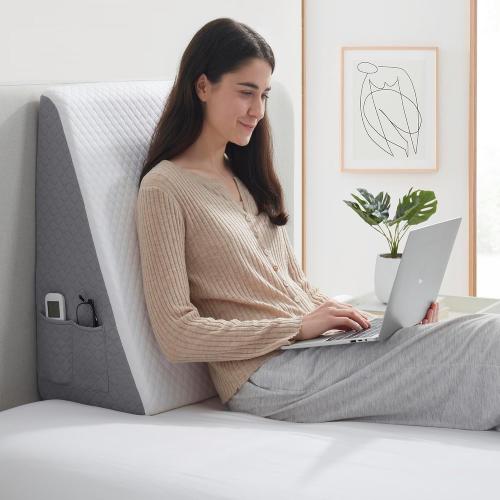 Premium Bed Wedge Pillow - Ergonomic Support for Sleeping, Post-Surgery, Acid Reflux Relief, and More - CertiPUR-US Certified Memory Foam - Removable Cover Included, Triangle, 24 x 22 x 7.5