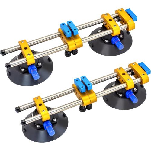 HIGHTOP 2PCS 6 inch Stone Seamless Seam Setter With Vacuum Suction Cups For Seam Joining Leveling,Solid Countertop Installation Tool for Quartz slabs ，Granite, Stone, Marble,Tile Gap Regulator Yellow