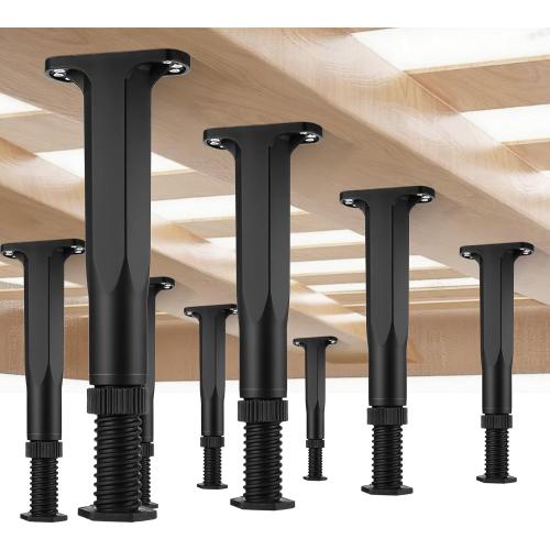 8 PCS Adjustable Height Bed Support Legs 8.27-14.96 Inch Heavy Duty Furniture Replacement Legs with Screws for Bed Frame Slats Sofa Table Cabinet Dresser Chair