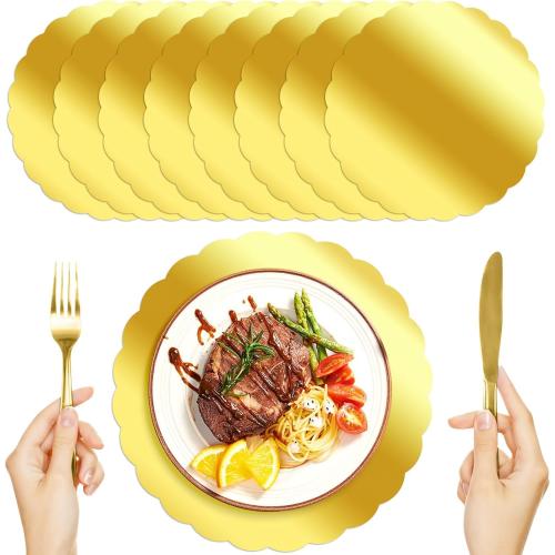 50PCS Gold Round Disposable Paper Placemats - Elegant Table Decor for Effortless Cleanup, Elevate Your Dining Aesthetic GE-021