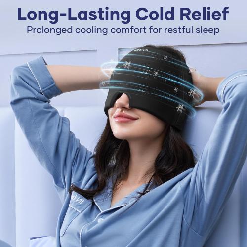 Migraine Relief Cap, Headache Relief Cap Mask Products, Cooling Odorless Gel Ice Head Wrap for Tension, Stress,Hangover & Puffy Eyes