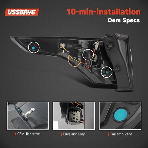 Tail Light Compatible with 2017 2018 Ford Escape S,SE,SEL,Titanium, Rear Taillights with Bulb and Harness, Right Passenger Side Tail lamp Assembly OE: GJ5Z13404C