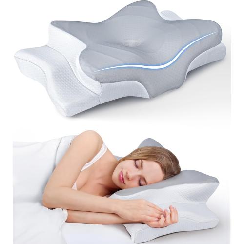 Ultra Pain Relief Cooling Pillow for Neck Support, Adjustable Cervical Pillow Cozy Sleeping, Odorless Ergonomic Contour Memory Foam Pillows, Orthopedic Bed Pillow for Side Back Stomach Sleeper