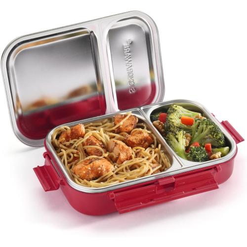 Signoraware Stainless Steel Bento Box, Red, For Men, Unisex, Meal Holder, 34 Oz, Leakproof, Portion Control, Easy Carry, BPA Free, Rust Resistant