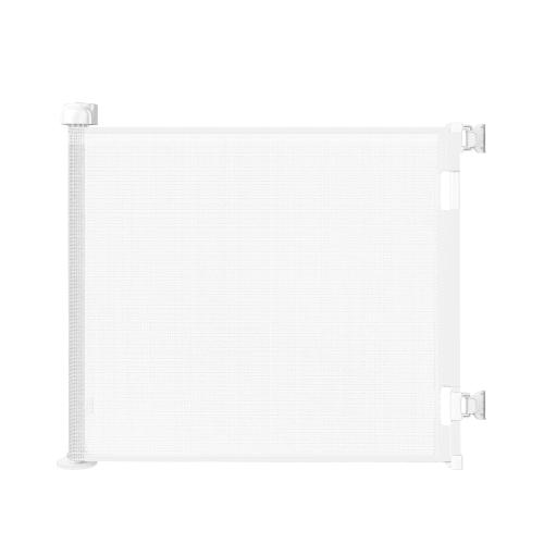 Retractable Baby Gate for Stairs & Doorways, 55 Wide x 33.6 Tall Easy Installation Mesh Dog Gate for Indoor & Outdoor Use,Pet and Dog Safety Gate for Hallways(White)