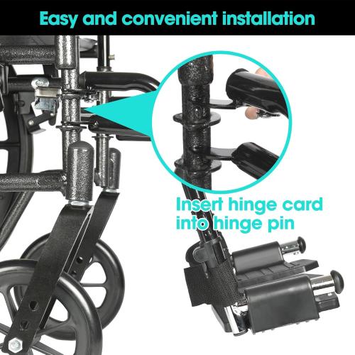 Universal Wheelchair Footrest Replacement - Adjustable Composite Footboard & Heel Loop, Foldable Comfort Support, Affordable, Black, Lightweight, Easy Installation
