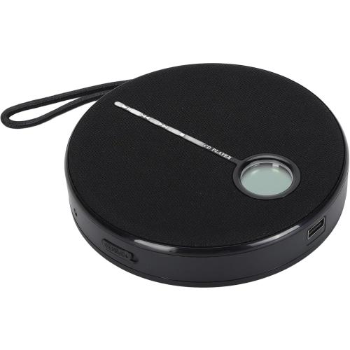Color Black Portable Rechargeable 5.0 CD Music Player with Speaker Function for Home Outdoor, ABSCD Material