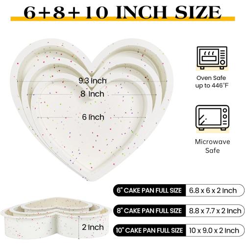 3 Pcs Silicone Heart Shaped Cake Pans 10 Inch 8 Inch 6 Inch Mini Small Large Heart Cake Pan Set Nonstick Silicone Heart Molds for Baking (Cream)
