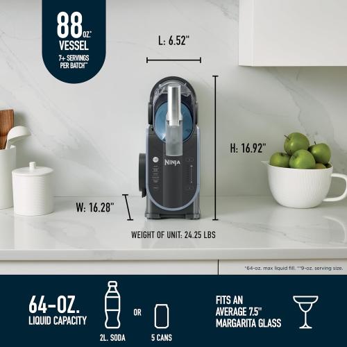 Ninja SLUSHi with RapidChill Technology, 88 oz. Frozen Drink & Slushie Machine, 5 Preset Programs, Margaritas, Frappés, and More, Premium Accents, Black, FS301