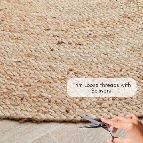 FRELISH DECOR Handwoven Jute Area Rug - 5 feet Round - Natural Yarn - Rustic Vintage Beige Braided Reversible Rug - Eco Friendly Rugs for Bedroom - Kitchen - Living Room - Farmhouse (5' Round)